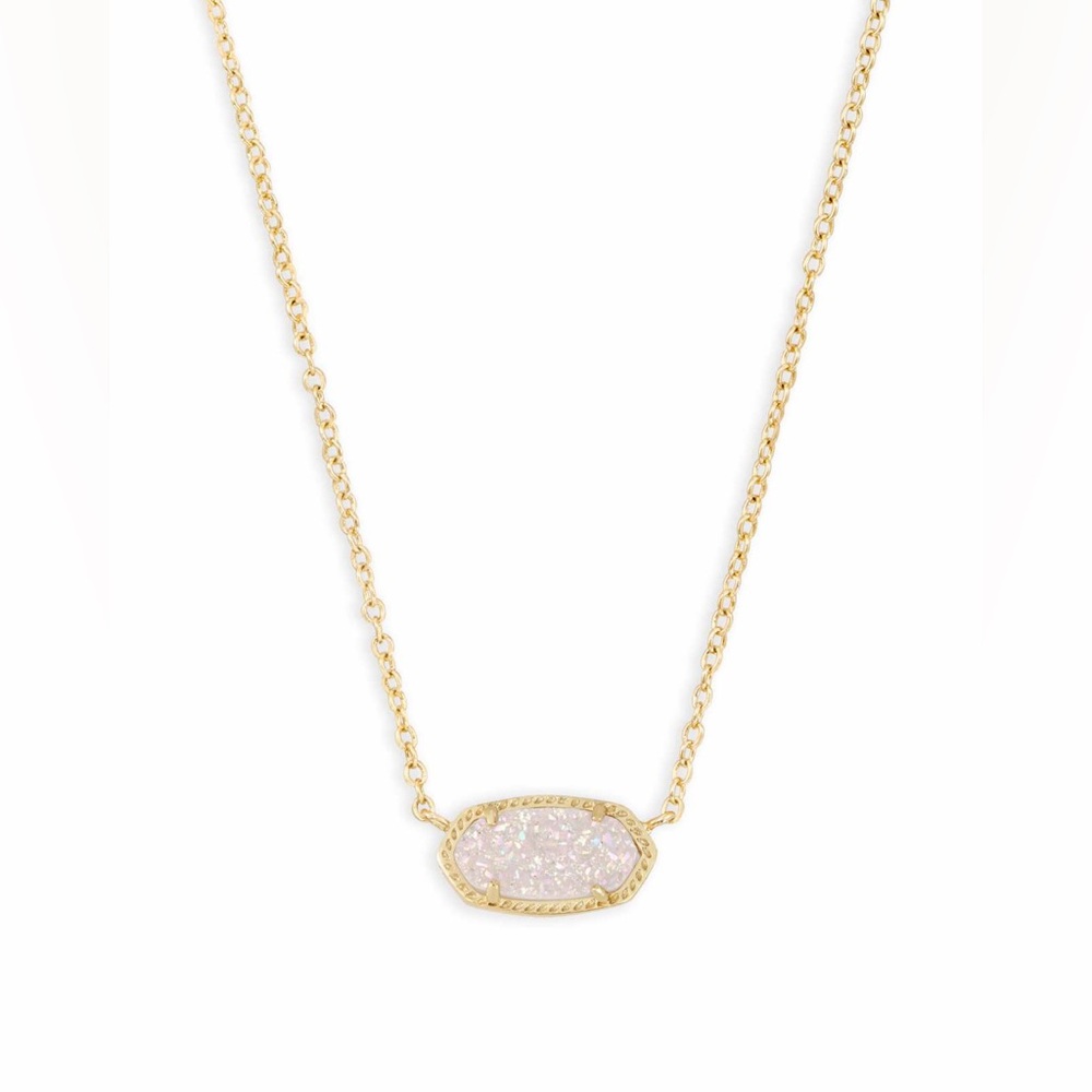 Kendra Scott Elisa Gold Pendant Necklace in Iridescent Drusy 17”